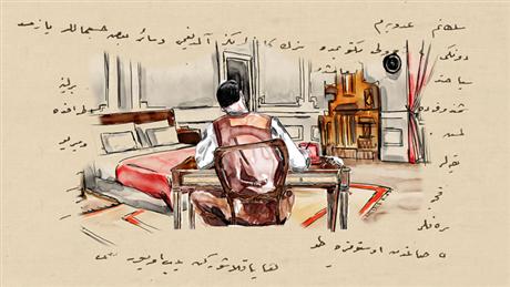 Said Bey writing letters to his wife Adviye Hanım when he was in Berlin, June 1911 Illustrated by Sait Mingü, 2013 Animated by Boran Güney, 2013 