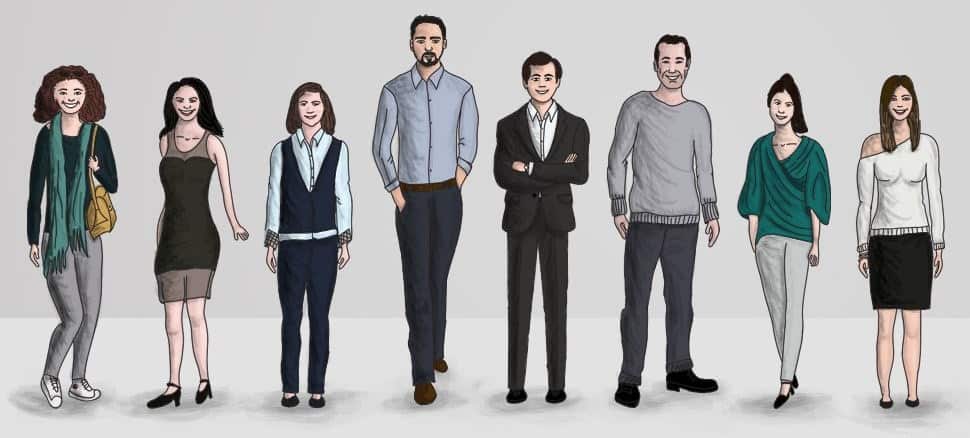 A drawing of the staff at Minimal Group, including founding Kerem Siral