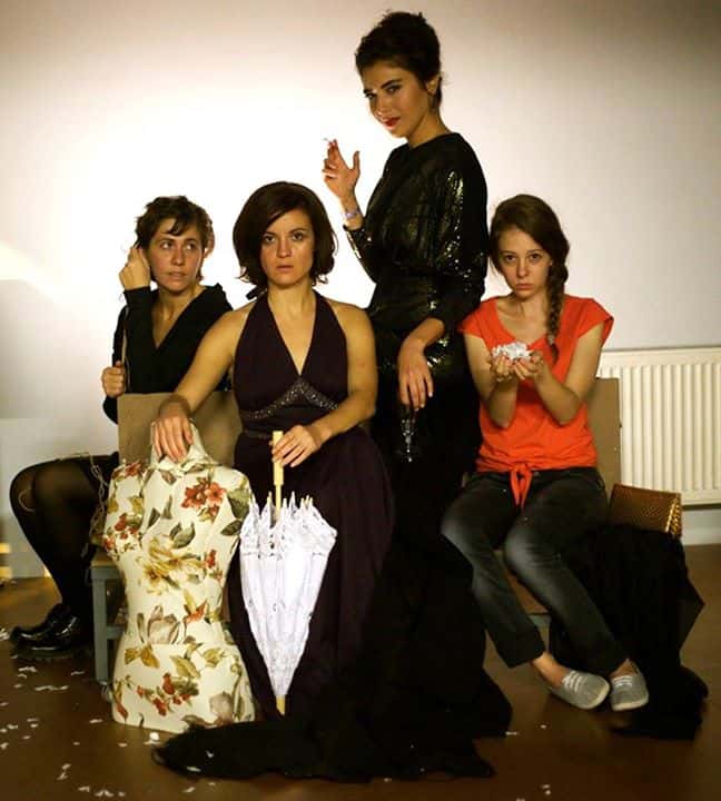 Some of the cast of Shame, a play put on by Studio 4 Istanbul at Köşe